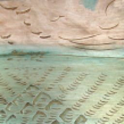 aluminum leaf gilding on incised gesso panel made in Maine