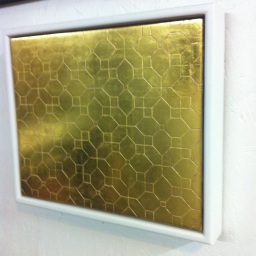 Linoleum Pattern: incised gesso panel in 23 karat burnished gold leaf